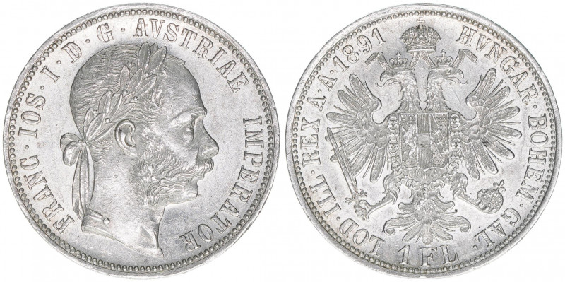 Franz Joseph I. 1848-1916
Gulden, 1891. Wien
12,40g
ANK 31
vz/stfr