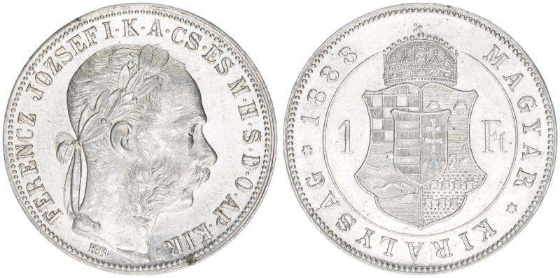 Franz Joseph I. 1848-1916
1 Forint, 1888. Kremnitz
12,35g
ANK 94
vz/stfr