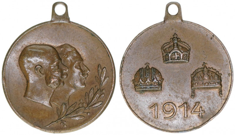 Franz Joseph I. 1848-1916
Medaille mit Trageöse, 1914. 3,55g
vz