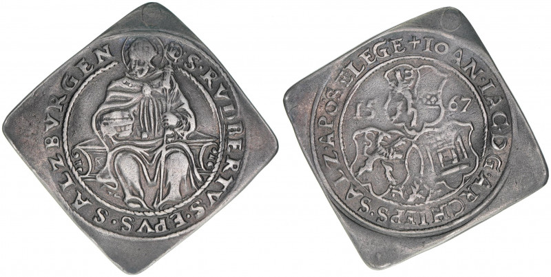 Johann Jakob Khuen von Belasi 1560-1586
Erzbistum Salzburg. 1/4 Talerklippe, 156...