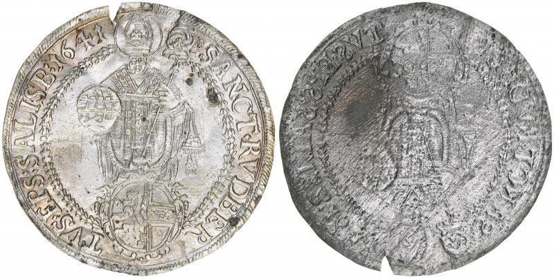 Paris Graf Lodron 1619-1653
Erzbistum Salzburg. Talerprobe aus Silberblech, 1641...