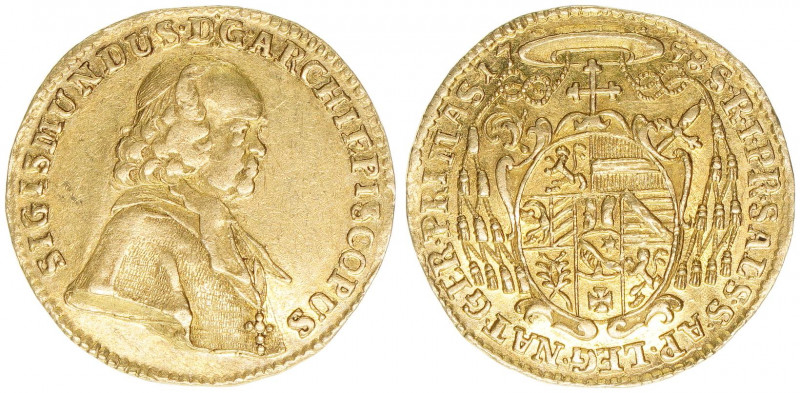 Sigismund III. Graf Schrattenbach 1753-1771
Erzbistum Salzburg. Dukat, 1758. Sal...