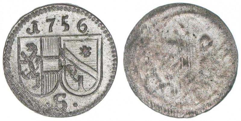 Sigismund III. Graf Schrattenbach 1753-1771
Erzbistum Salzburg. Pfennig, 1756. S...