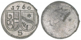 Sigismund III. Graf Schrattenbach 1753-1771
Erzbistum Salzburg. Pfennig, 1760. Salzburg
0,29g
Zöttl 3104, Probszt 2376
vz/stfr