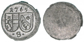 Sigismund III. Graf Schrattenbach 1753-1771
Erzbistum Salzburg. Pfennig, 1765. Salzburg
0,31g
Zöttl 3106, Probszt 2378
stfr