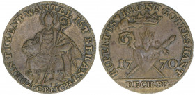 Sigismund III. Graf Schrattenbach 1753-1771
Erzbistum Salzburg. Jeton/Rechenpfennig Messing, 1770. von J.C. Reich
3,50g
Zöttl 3112, BR 4409
vz