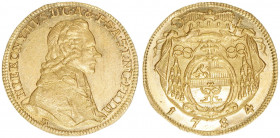 Hieronymus Graf Colloredo 1772-1803
Erzbistum Salzburg. Dukat, 1784. Salzburg
3,50g
Zöttl 3149, Probszt 2399
vz/stfr