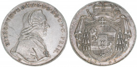 Hieronymus Graf Colloredo 1772-1803
Erzbistum Salzburg. Taler, 1791. Salzburg
28,02g
Zöttl 3231, Probszt 2445
Avers Kratzer
ss/vz