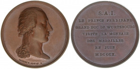 Kurfürst Erzherzog Ferdinand als Großherzog von Würzburg
Salzburg - Würzburg. Bronzemedaille, 1810. von N.A.Brenet auf den Besuch der Münze in Paris -...