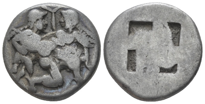 Island of Thrace, Thasos Stater circa 525-463, AR 20.20 mm., 8.81 g.
Naked ithy...