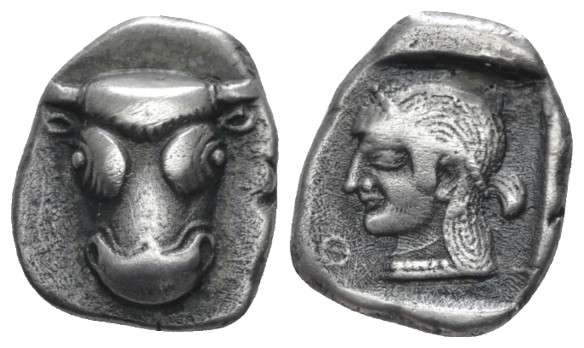 Phocis, Phokian League Triobol circa 490-485, AR 14.30 mm., 2.72 g.
Frontal bul...