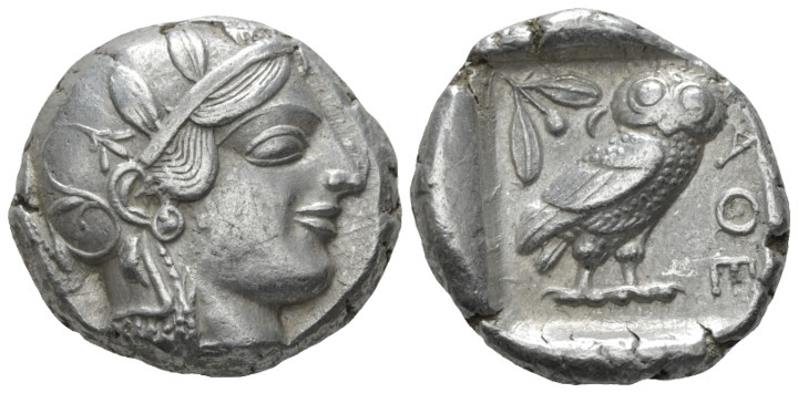 Attica, Athens Tetradrachm circa 455, 22.80 mm., 17.08 g.
Head of Athena r., we...