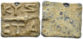 Mysia, Cyzicus Lead weigh End IV century BC, PB 30.00 mm., 26.67 g.
KYZ (partially retrograde) / CTA Torch. Rev. Blank. cf. Rochesnard p. 68-9 (speci...