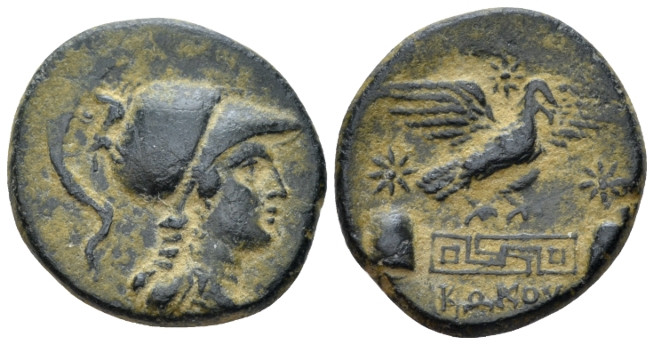 Phrygia, Apamea Bronze circa 133-48, Æ 22.00 mm., 7.18 g.
Bust of Athena r., we...