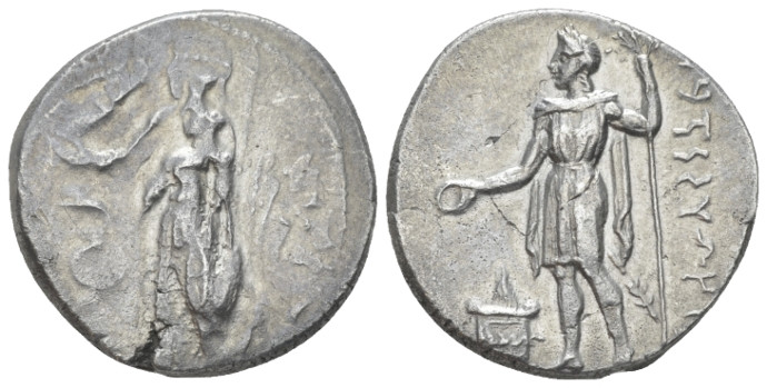 Pamphilia, Side Stater III century BC, AR 21.70 mm., 10.64 g.
Athena standing l...