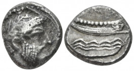 Phoenicia, uncertain king Aradus Stater Circa 350-332, AR 21.20 mm., 10.23 g.
Head of marine deity r., wearing laurel wreath. Rev. Galley r.; below, ...