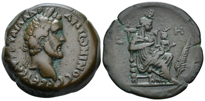 Egypt, Alexandria Antoninus Pius, 138-161 Drachm circa 144-145 (year 8), Æ 33.50...