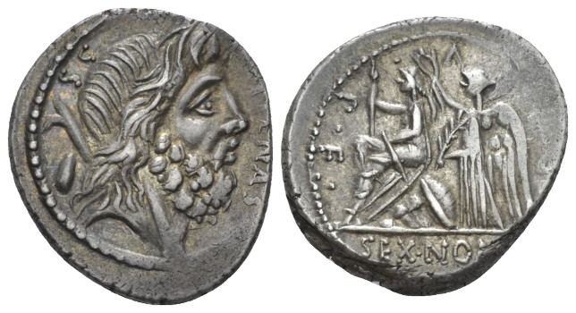 M. Nonius Sufenas. Denarius circa 59, AR 16.70 mm., 3.70 g.
SVFENAS – S·C Head ...