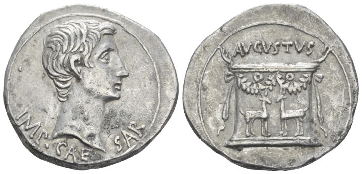 Octavian as Augustus, 27 BC – 14 AD Cistophoric tetradrachm Ephesus circa 24-20 ...