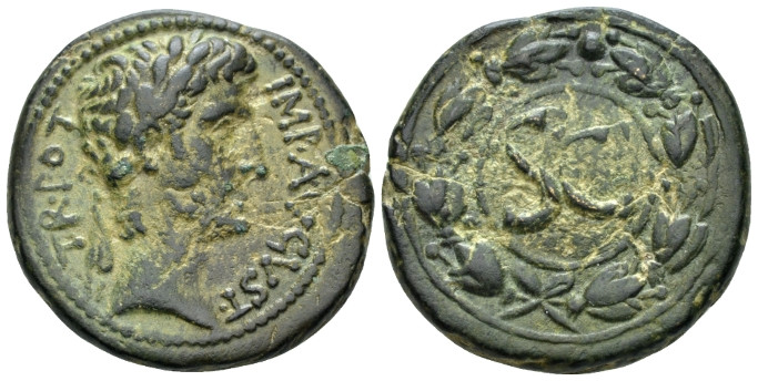 Octavian as Augustus, 27 BC – 14 AD Bronze Antiochia circa 5-4 BC, Æ 28.60 mm., ...