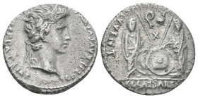 Octavian as Augustus, 27 BC – 14 AD Denarius Lugdunum circa 2 BC- 4 AD, AR 19.00 mm., 3.41 g.
Laureate head r. Rev. Caius and Lucius standing facing,...