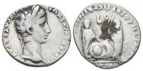 Octavian as Augustus, 27 BC – 14 AD Denarius Lugdunum circa 2 BC-4 AD, AR 17.70 mm., 3.71 g.
Laureate head r. Rev. Caius and Lucius standing facing a...