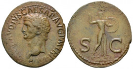 Claudius, 41-54 As Rome 41-50, Æ 29.40 mm., 10.45 g.
 Bare head r. Rev. Minerva standing r., hurling javelin and holding shield on l. arm. C –. RIC 1...