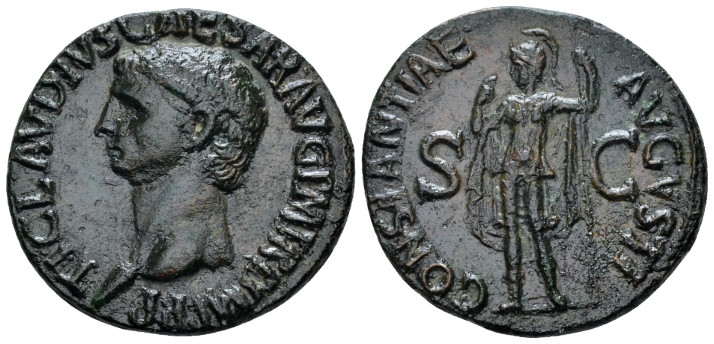 Claudius, 41-54 As Rome 50-54, Æ 28.80 mm., 9.79 g.
 Bare head l. Rev. Constant...