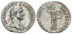 Domitian, 81-96 Plated denarius Rome 84, AR 18.00 mm., 3.23 g.
 Laureate bust r., wearing aegis. Rev. Minerva advancing r., holding shield and spear....
