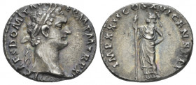 Domitian, 81-96 Denarius Rome 92-93, AR 17.00 mm., 3.34 g.
Laureate head r. Rev. Minerva standing l., holding spear with r. hand, left hand resting o...