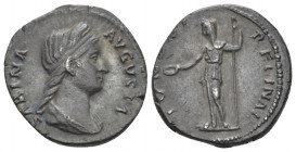 Sabina, wife of Hadrian Denarius Rome circa 133-135, AR 18.00 mm., 3.21 g.
Diademed and draped bust r. Rev. Juno standing l., holding patera and scep...