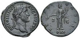 Antoninus Pius, 138-161 As Rome 139, Æ 27.00 mm., 12.12 g.
Laureate head r. Rev. Pax standing l., holding branch and cornucopia. C 857. RIC 567.

A...