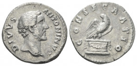 Antoninus Pius, 138-161 Denarius Rome After 161, AR 17.00 mm., 3.25 g.
Bare head r. Rev. Eagle standing r., head l.. RIC M. Aurelius 429. C 154.

V...
