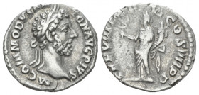 Commodus, 177-192 Denarius circa 183, AR 17.00 mm., 2.81 g.
Laureate head r. Rev. TR P VIII IMP VI COS IIII P P Felicitas standing l., holding caduce...