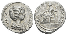 Julia Domna, wife of Septimius Severus Denarius circa 196-211, AR 18.00 mm., 3.30 g.
IVLIA – AVGVSTA Draped bust r. Rev. CERERI – FRVGIF Ceres seated...