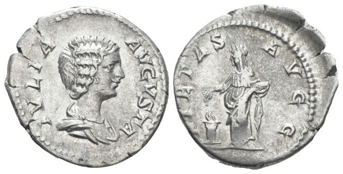 Julia Domna, wife of Septimius Severus Denarius circa 196-211, AR 18.90 mm., 3.2...