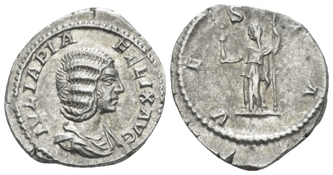 Julia Domna, wife of Septimius Severus Denarius circa 211-217, AR 19.00 mm., 3.2...