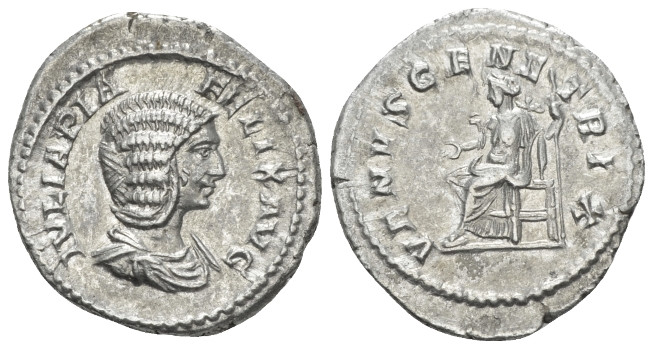 Julia Domna, wife of Septimius Severus Denarius Rome circa 211-217, AR 19.50 mm....