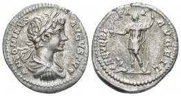 Caracalla, 198-217 Denarius circa 199-200, AR 18.40 mm., 3.35 g.
ANTONINVS AVGVSTVS Laureate, draped and cuirassed bust r.. Rev. SEVERI PII AVG FIL T...