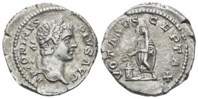 Caracalla, 198-217 Denarius circa 201-206, AR 20.00 mm., 3.93 g.
Laureate head r. Rev. VOTA SVSCEPTA X The Emperor, veiled, standing l., sacrificing ...