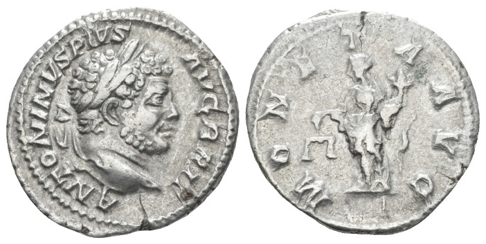 Caracalla, 198-217 Denarius circa 210-213, AR 18.90 mm., 2.94 g.
Laureate head ...