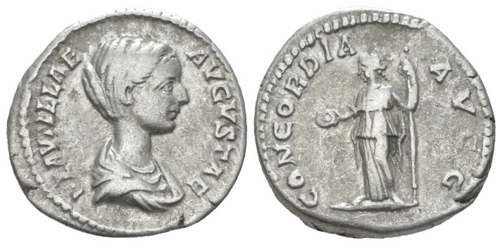 Plautilla, wife of Caracalla Denarius Rome circa 202-205, AR 18.80 mm., 3.37 g....