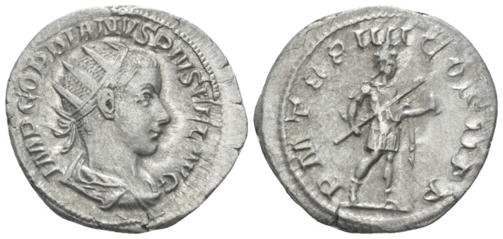 Gordian III, 238-244 Antoninianus Rome circa 241-243, AR 22.00 mm., 4.08 g.
Rad...