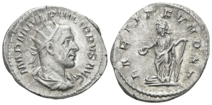 Philip I, 244-249 Antoninianus Rome circa 244-247, AR 22.00 mm., 3.93 g.
Radiat...