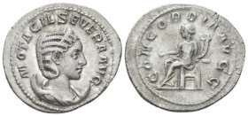 Otacilia Severa, wife of Philip I Antoninianus Rome 247, AR 24.30 mm., 3.80 g.
Diademed and draped bust r. set to right on crescent. Rev. Concordia s...