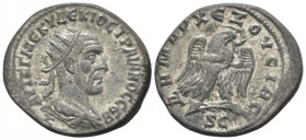 Trajan Decius, 249-251 Tetradrachm Antiochia circa 249-251, AV 26.80 mm., 11.60 g.
Radiate, draped, and cuirassed bust r.; Z below. Rev. Eagle standi...