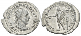 Trajan Decius, 249-251 Antoninianus Rome circa 249, AR 24.50 mm., 2.98 g.
Radiate, draped, and cuirassed bust r. Rev. Genius standing l., holding pat...