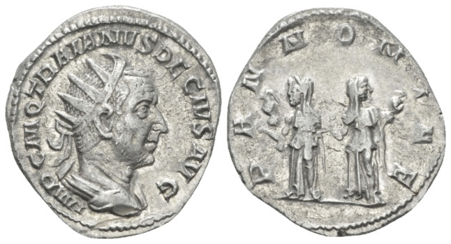 Trajan Decius, 249-251 Antoninianus Rome 249-251,, AR 22.30 mm., 4.47 g.
Radiat...