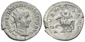 Trajan Decius, 249-251 Antoninianus Rome 249-251, AR 23.00 mm., 4.14 g.
Radiate and cuirassed bust r. Rev. Emperor on horseback l., holding sceptre. ...