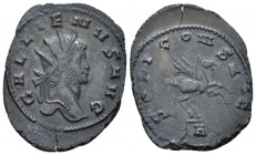 Gallienus, 253-268 Antoninianus Rome circa 267-268, billon 25.60 mm., 2.90 g.
Radiate head r. Rev. Pegasus standing r.; in exergue, A. C979. RIC 283....